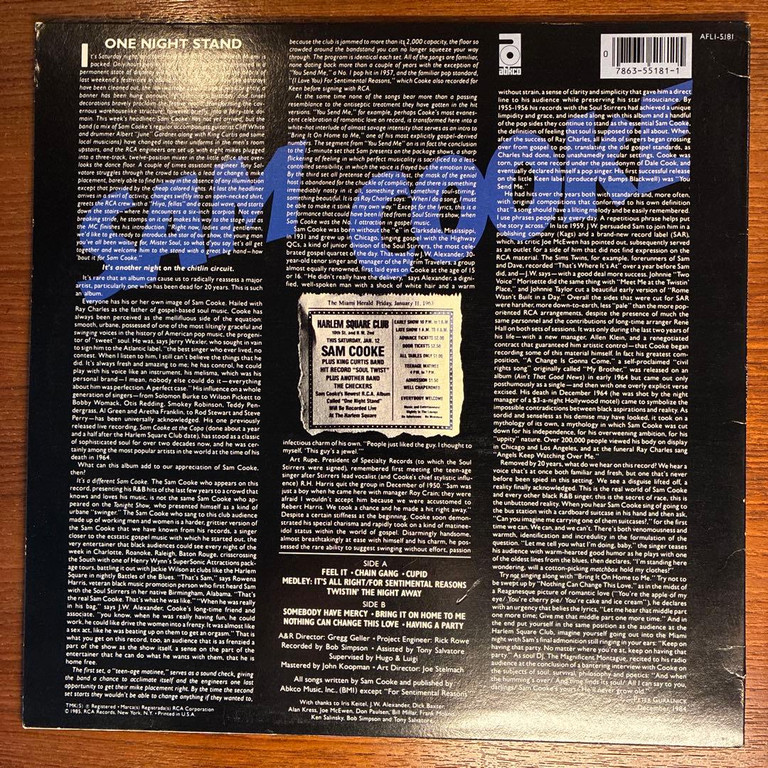 【USオリジナル盤】Sam Cooke / Live at The Harlem