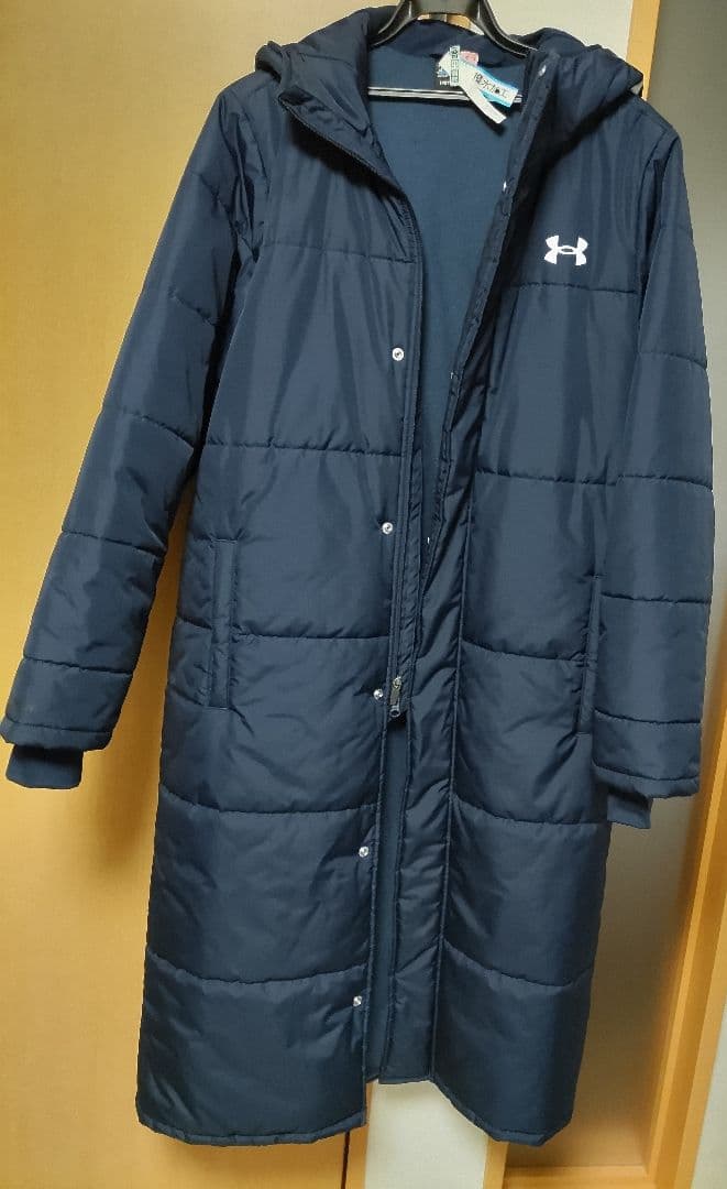 UNDER ARMOUR フード付きロングコート ネイビー