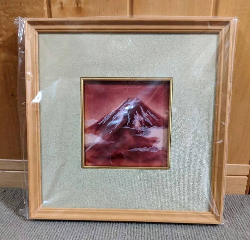 【新品未使用】七宝焼 新赤富士 額絵
