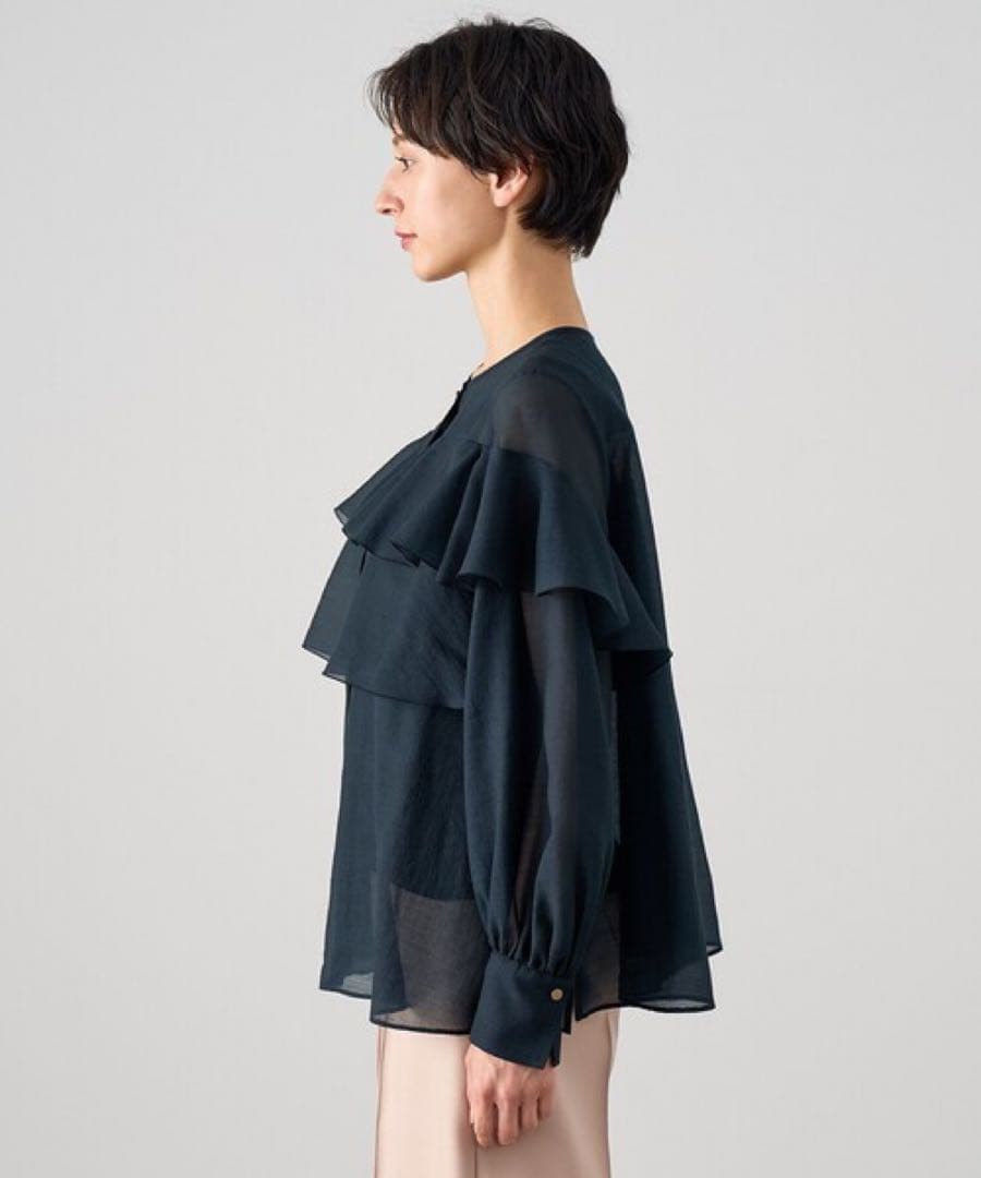 【美品】ANAYI シアーオーガンジーラッフルブラウス 38
