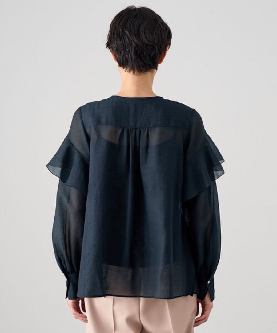 【美品】ANAYI シアーオーガンジーラッフルブラウス 38