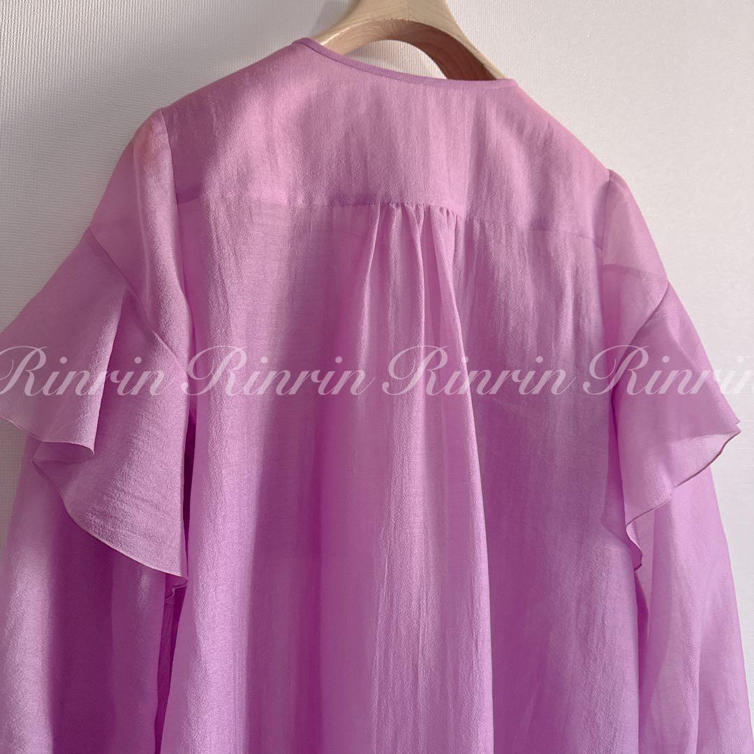 【美品】ANAYI シアーオーガンジーラッフルブラウス 38