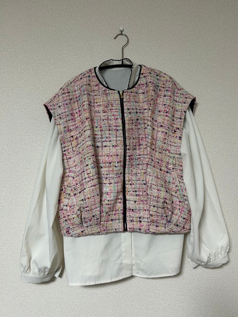 TOMORROWLAND コロレファンシーツイード ジップアップジレ　美品