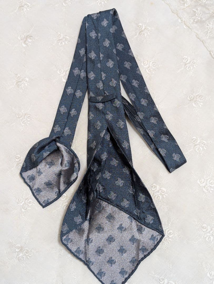 美品★タイユアタイ　シルクタイ　セッテピエゲ　ブルーグリーン