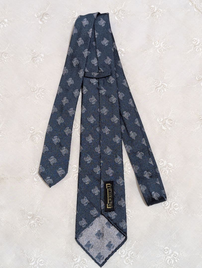 美品★タイユアタイ　シルクタイ　セッテピエゲ　ブルーグリーン