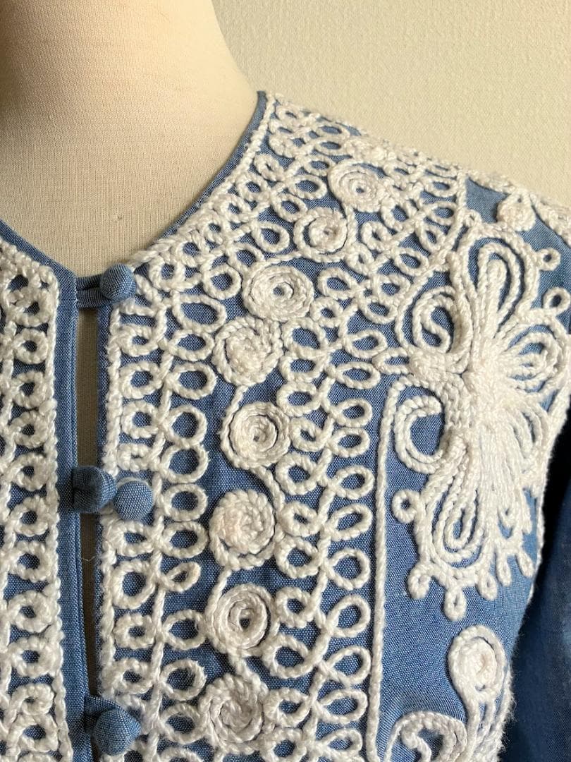 みるきー様　メキシカンビンテージライン刺繍ダンガリーロングワンピ