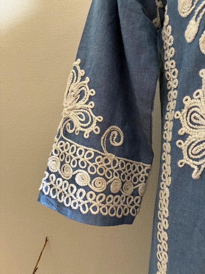 みるきー様　メキシカンビンテージライン刺繍ダンガリーロングワンピ
