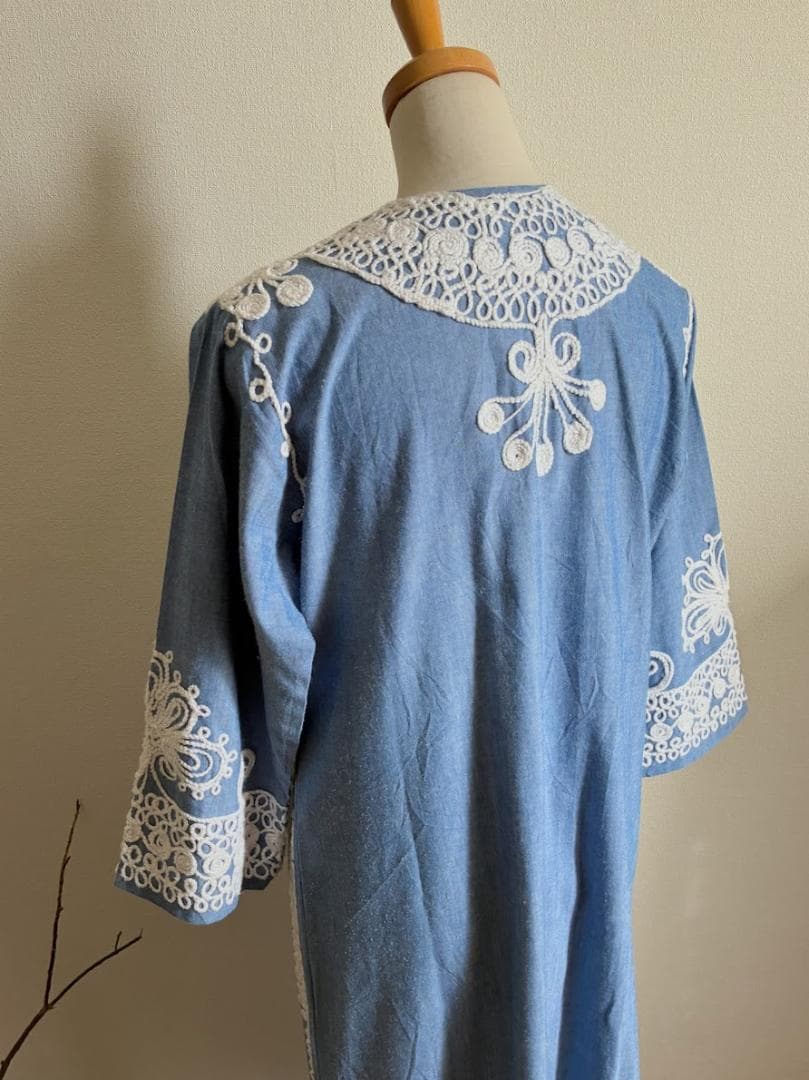 みるきー様　メキシカンビンテージライン刺繍ダンガリーロングワンピ