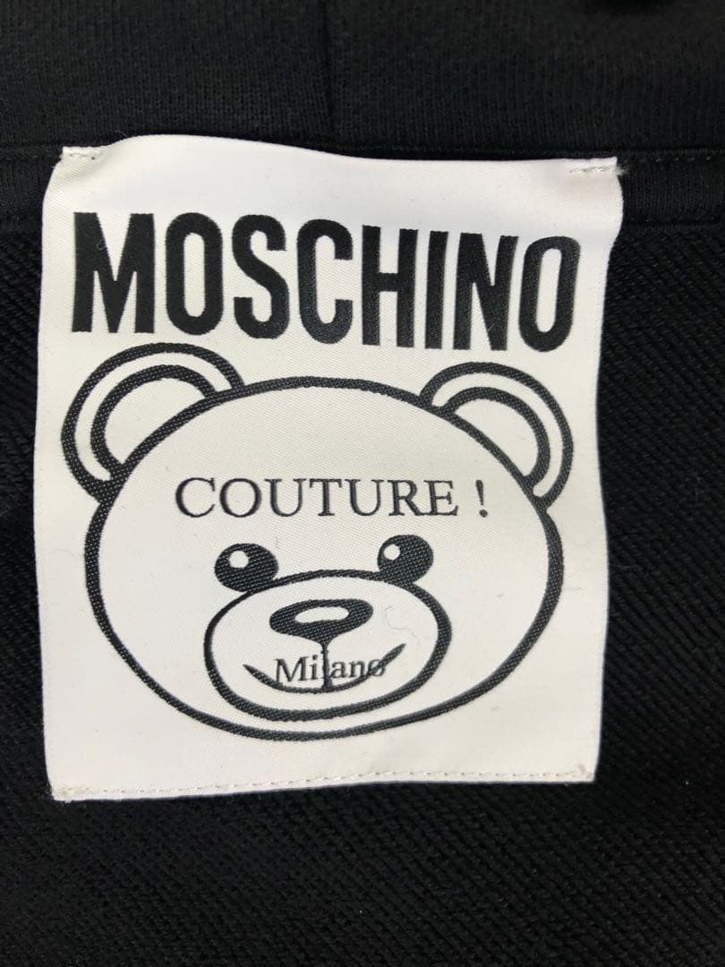 MOSCHINO フルジップパーカー ブラック/オレンジモスキー　L