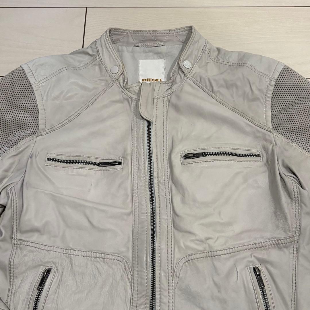 宮*ん様 DIESEL レザーバイカージャケット　本革　ラムレザー　オフホワイト