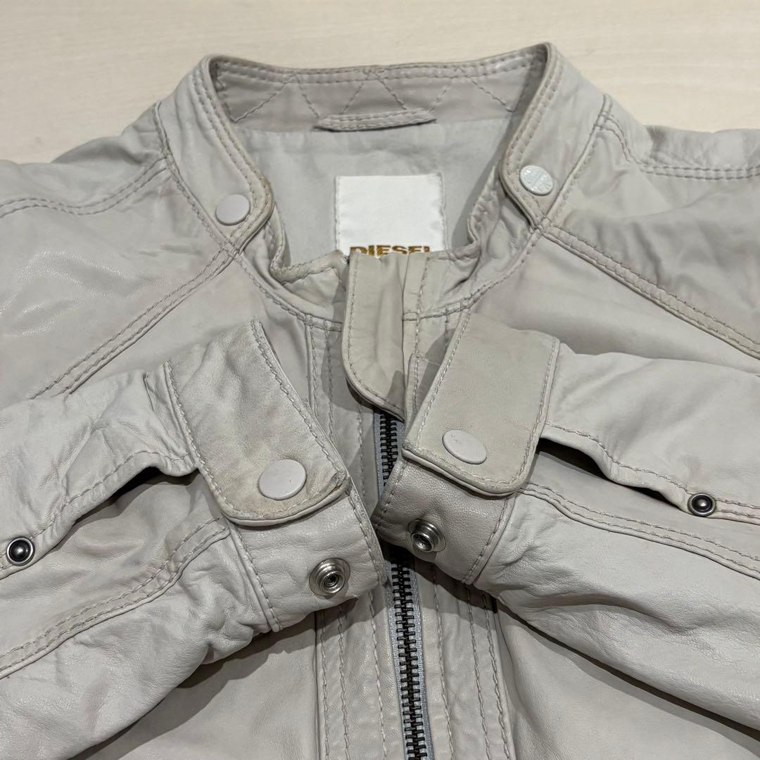 宮*ん様 DIESEL レザーバイカージャケット　本革　ラムレザー　オフホワイト