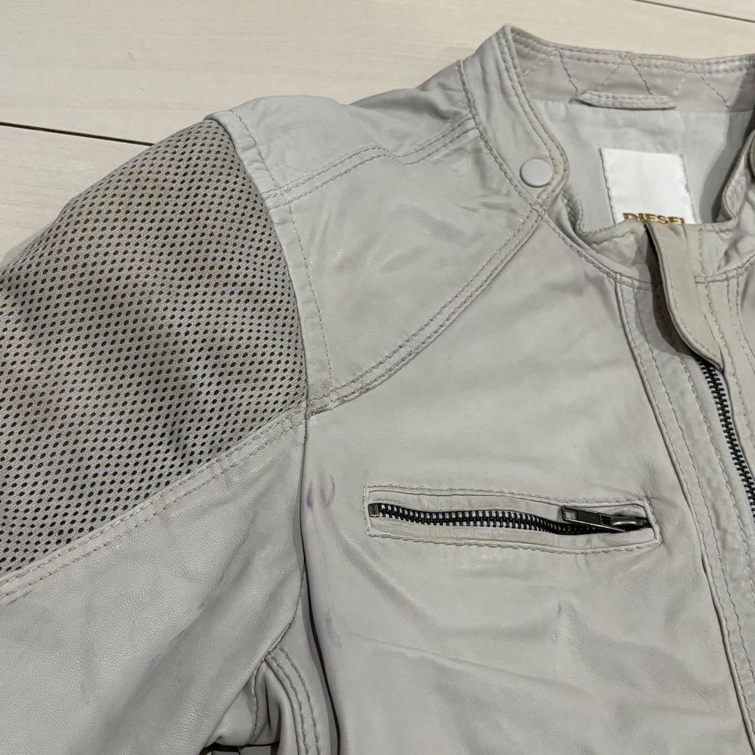 宮*ん様 DIESEL レザーバイカージャケット　本革　ラムレザー　オフホワイト