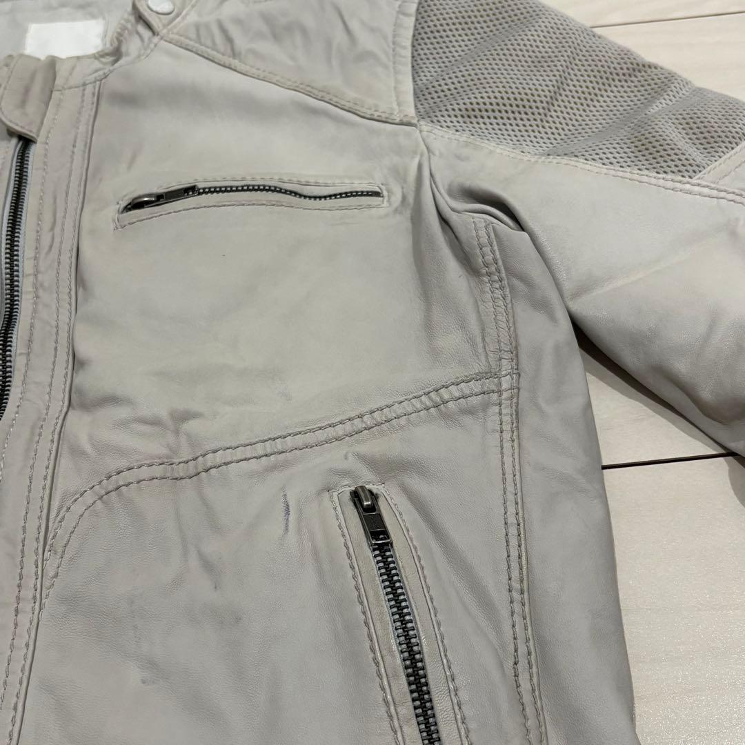 宮*ん様 DIESEL レザーバイカージャケット　本革　ラムレザー　オフホワイト