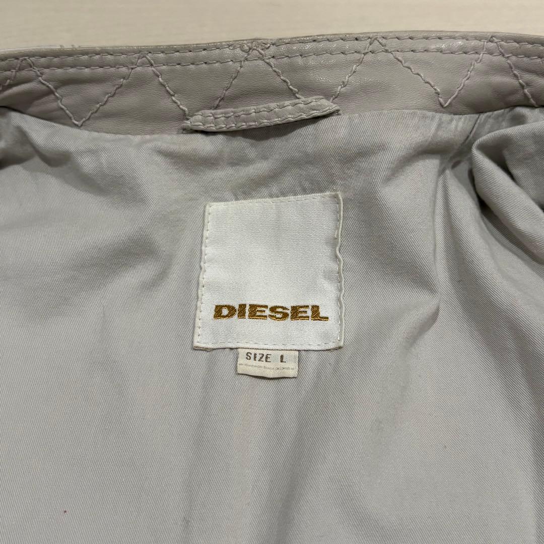 宮*ん様 DIESEL レザーバイカージャケット　本革　ラムレザー　オフホワイト