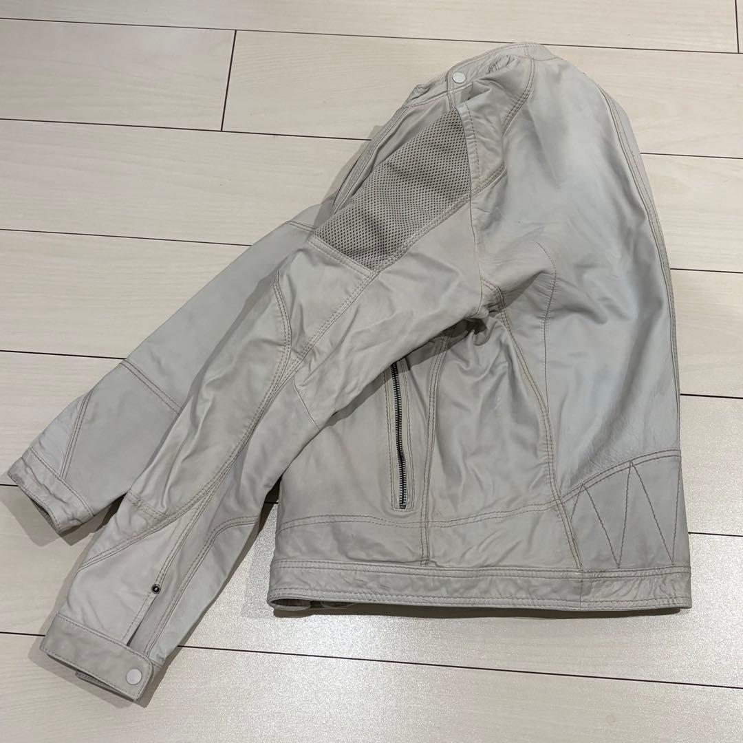 宮*ん様 DIESEL レザーバイカージャケット　本革　ラムレザー　オフホワイト