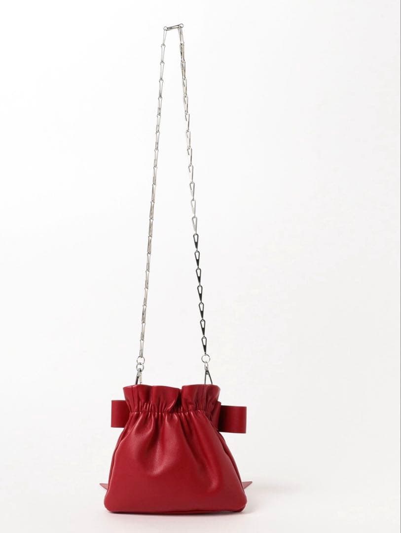Ray BEAMS リボンチェーンバッグ　レッド