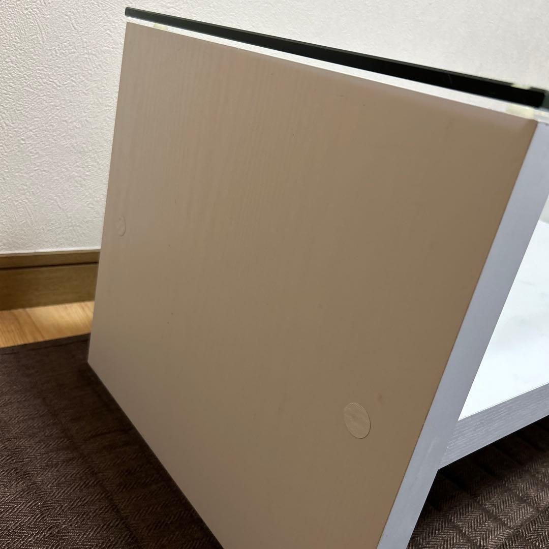 ホワイトガラス天板ローテーブル