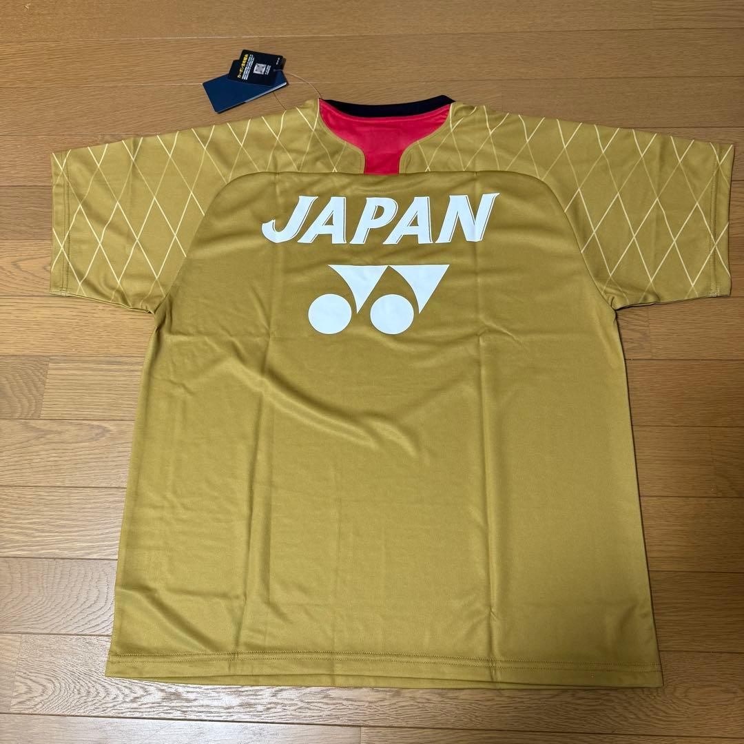 YONEX ゴールド ダイヤモンドパターン シャツ Lサイズ 日本代表