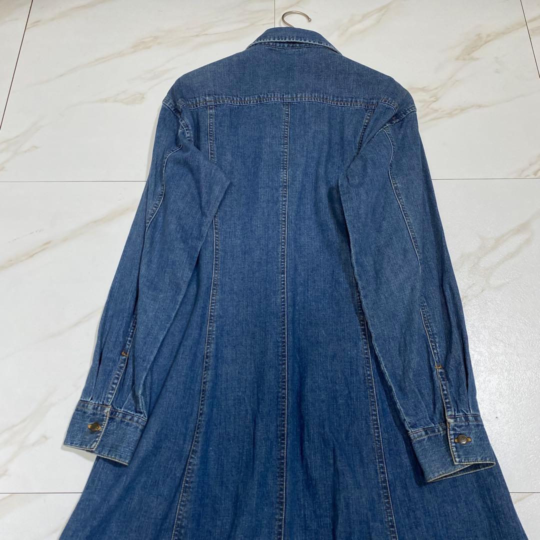 希少♡ローラアシュレイ デニム マキシ丈ロングワンピース Aライン インディゴ
