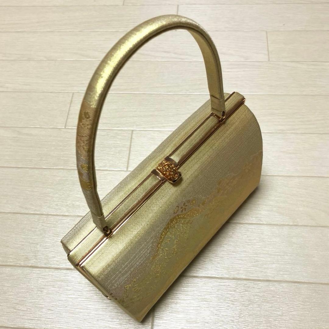 佐賀錦　草履バッグセット　正絹　本金箔入り　ゴールド