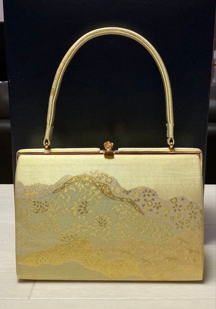 佐賀錦　草履バッグセット　正絹　本金箔入り　ゴールド