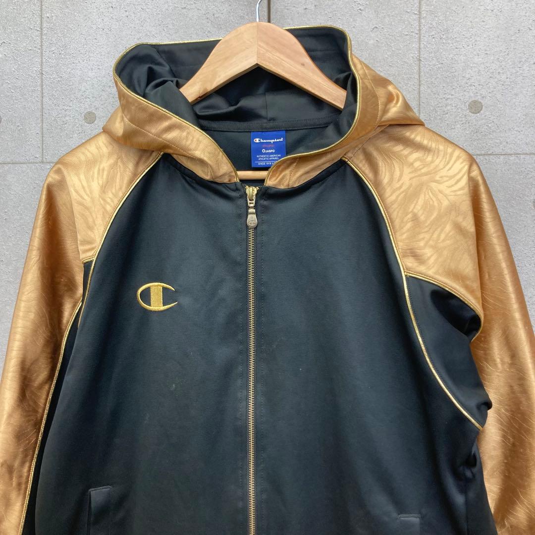 Champion チャンピオン ジャージ 上下 セットアップ 黒金 刺繍ロゴ O