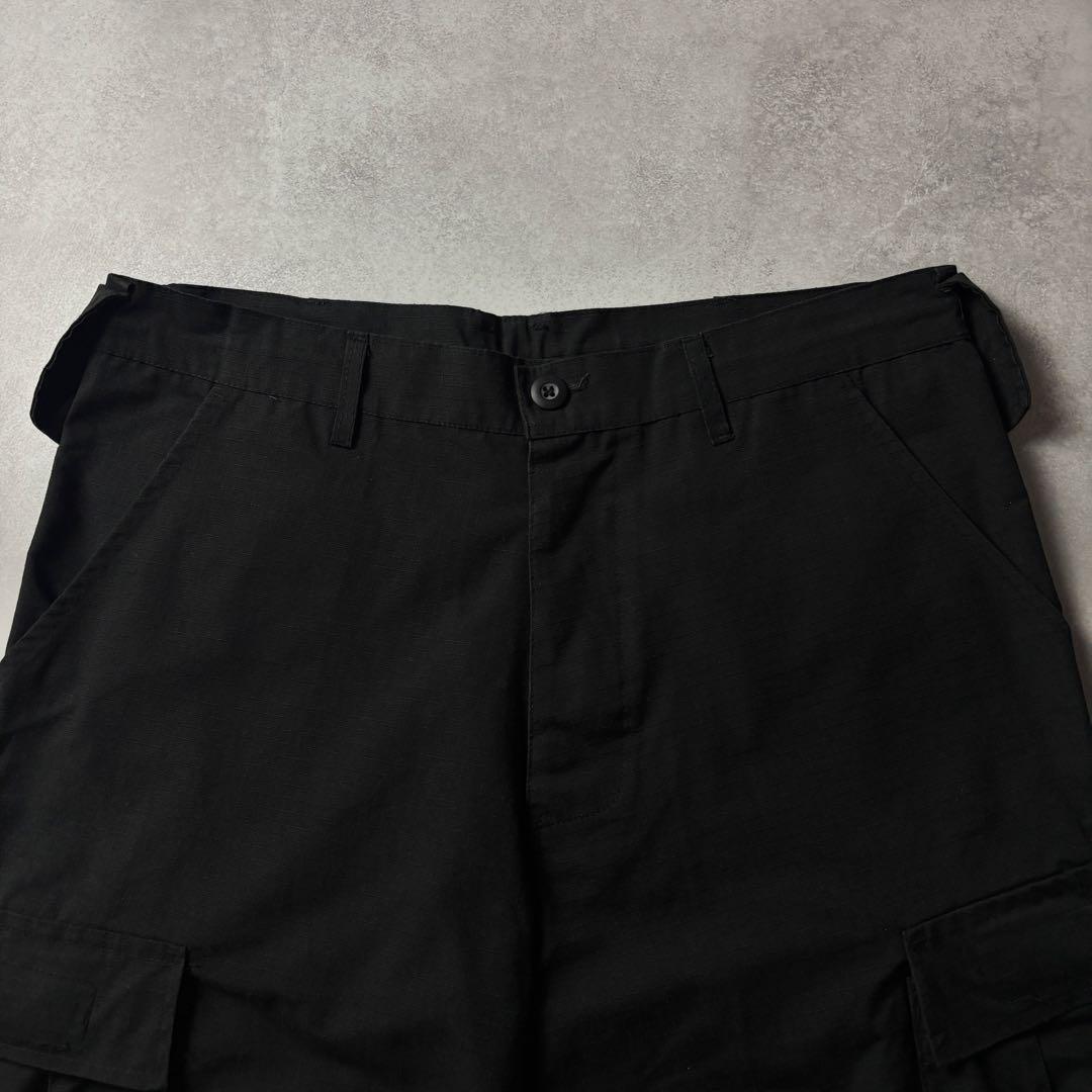 US ARMY ブラック リップストップ ダブルニー ミリタリー カーゴパンツ