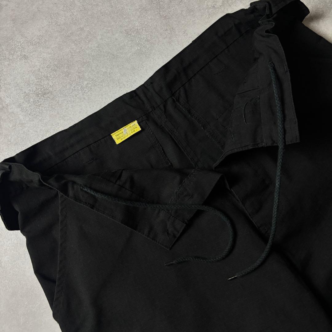 US ARMY ブラック リップストップ ダブルニー ミリタリー カーゴパンツ