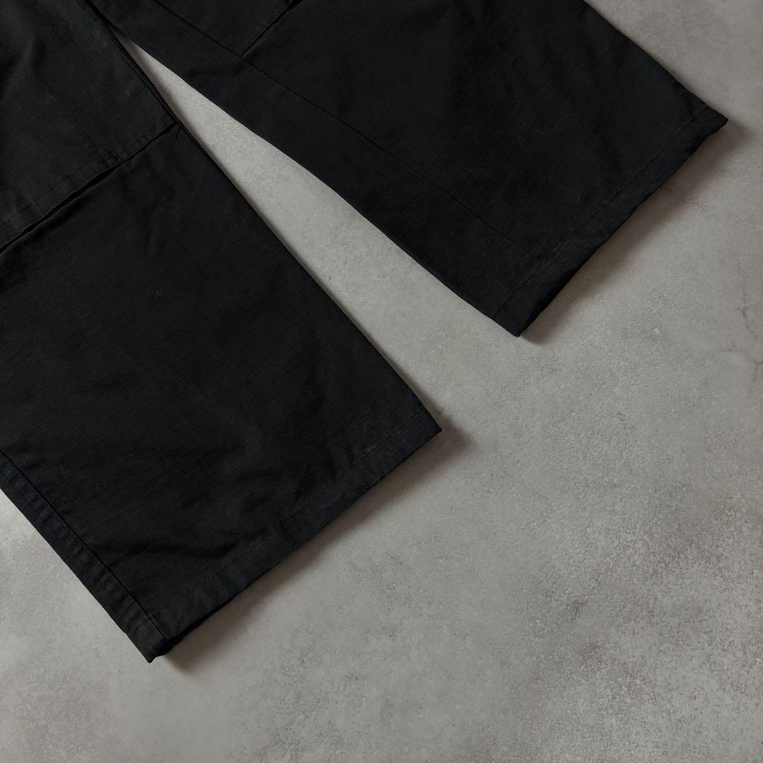 US ARMY ブラック リップストップ ダブルニー ミリタリー カーゴパンツ