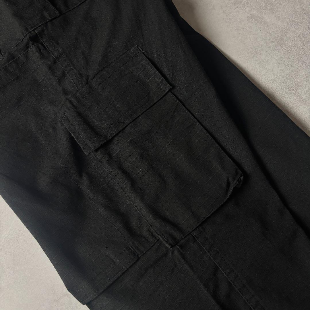 US ARMY ブラック リップストップ ダブルニー ミリタリー カーゴパンツ