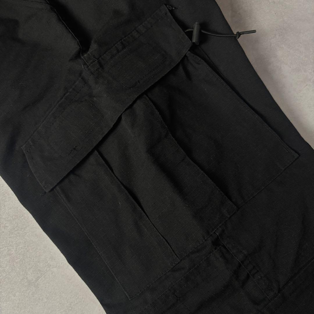 US ARMY ブラック リップストップ ダブルニー ミリタリー カーゴパンツ