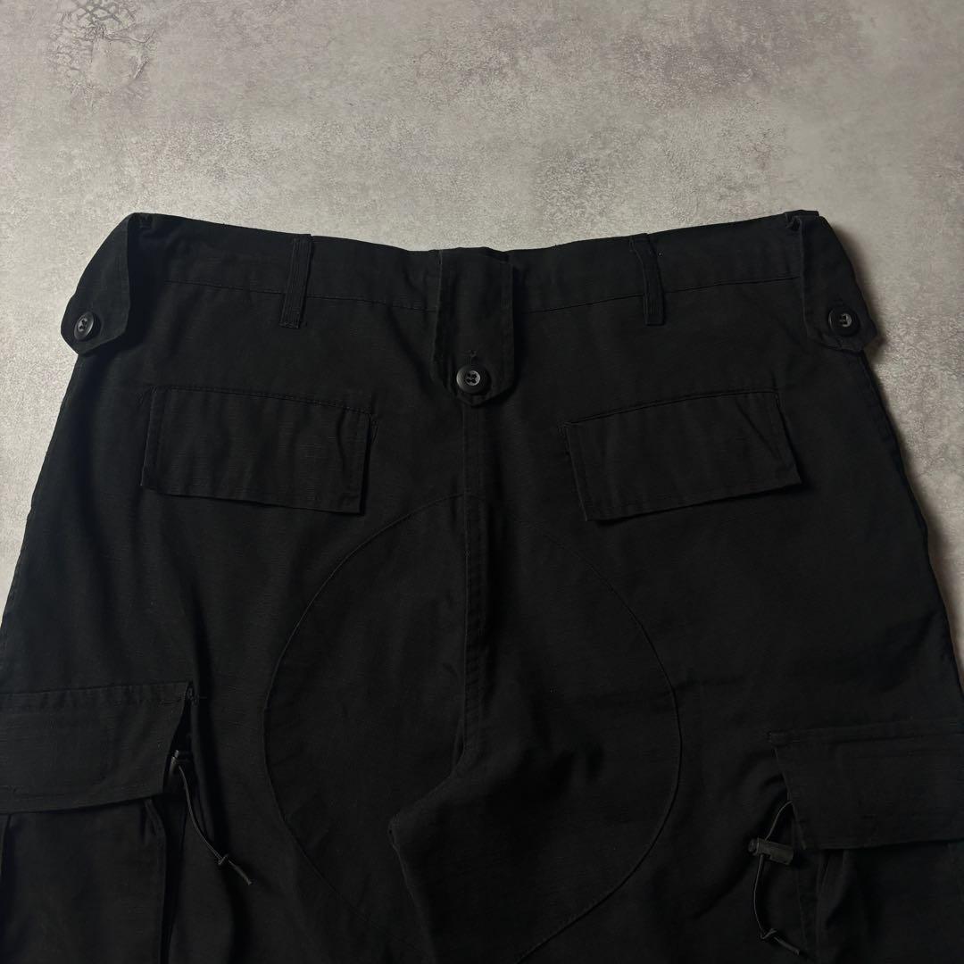 US ARMY ブラック リップストップ ダブルニー ミリタリー カーゴパンツ