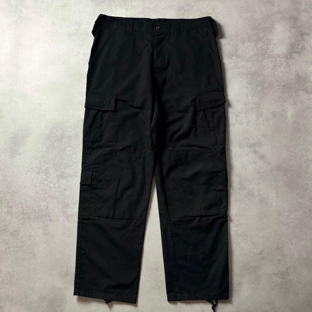 US ARMY ブラック リップストップ ダブルニー ミリタリー カーゴパンツ