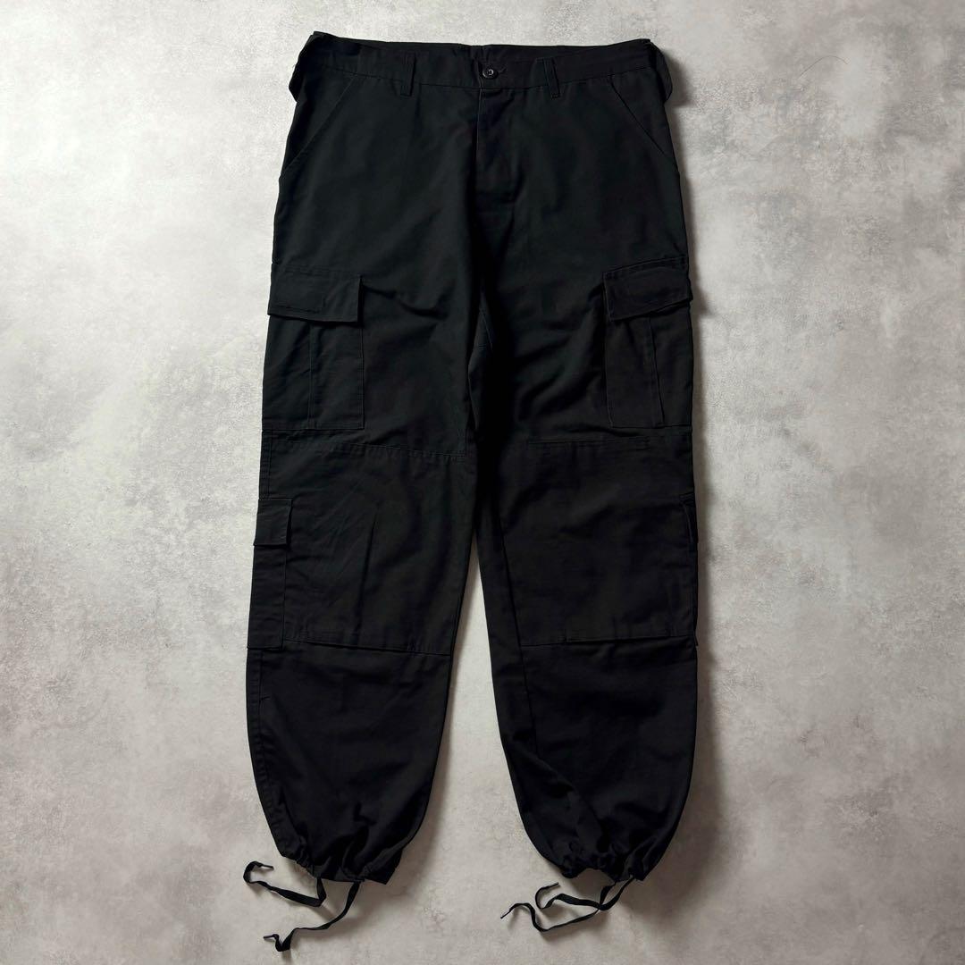 US ARMY ブラック リップストップ ダブルニー ミリタリー カーゴパンツ
