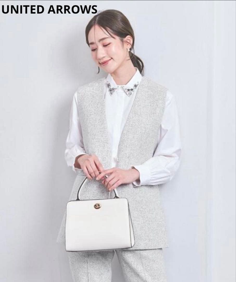 【極美品】 UNITED ARROWS ミックスツイードVネックミドルベストジレ