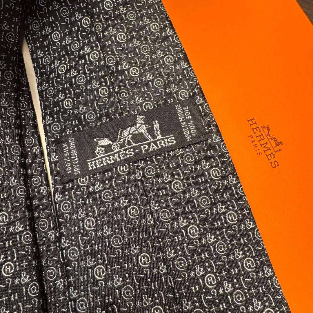 極美品 希少デザイン HERMES エルメス 数式 記号 Hロゴ ネクタイ
