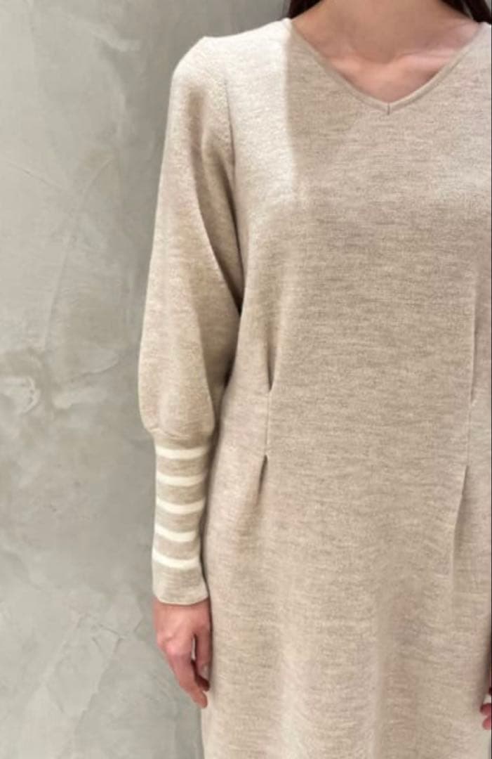ボーダーズアットバルコニー ニット ワンピース ベージュ 極美品✨ 36