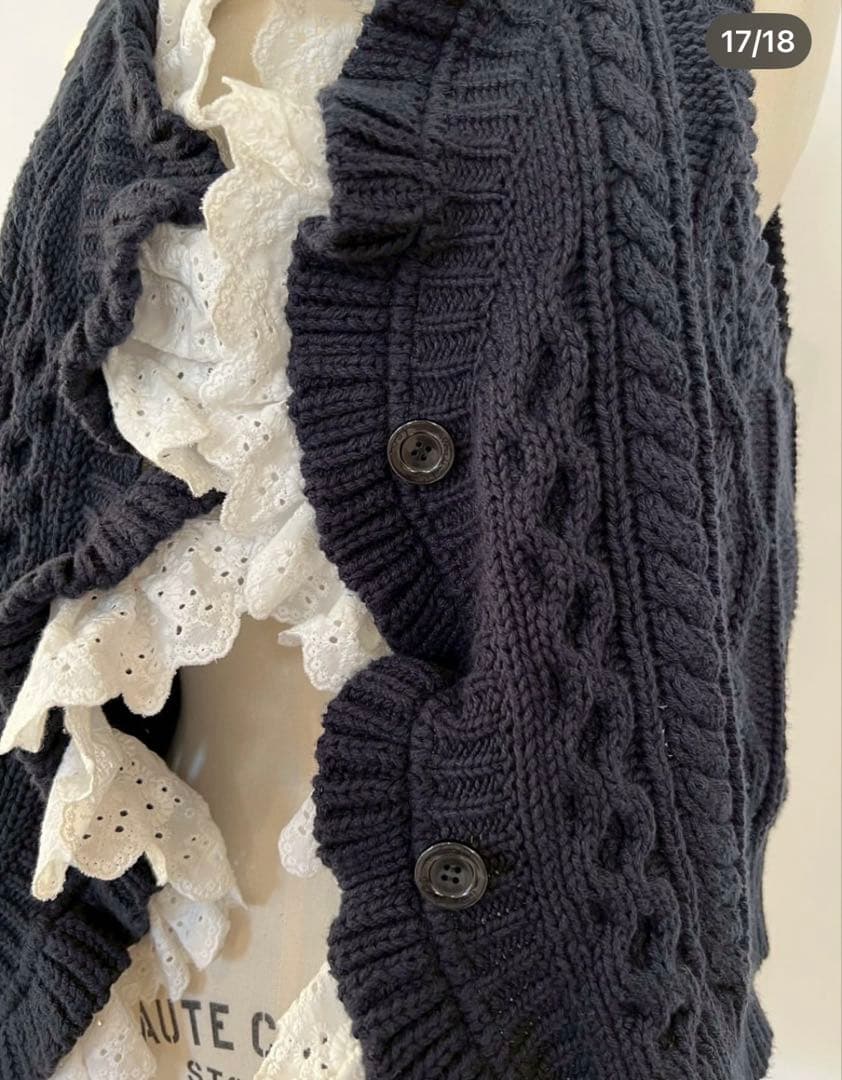 rosy monster wave lace knit vest ネイビー