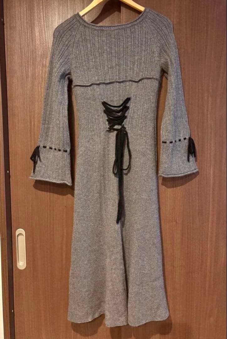 【かお】Herlipto Back Lace-Up Knit Dress