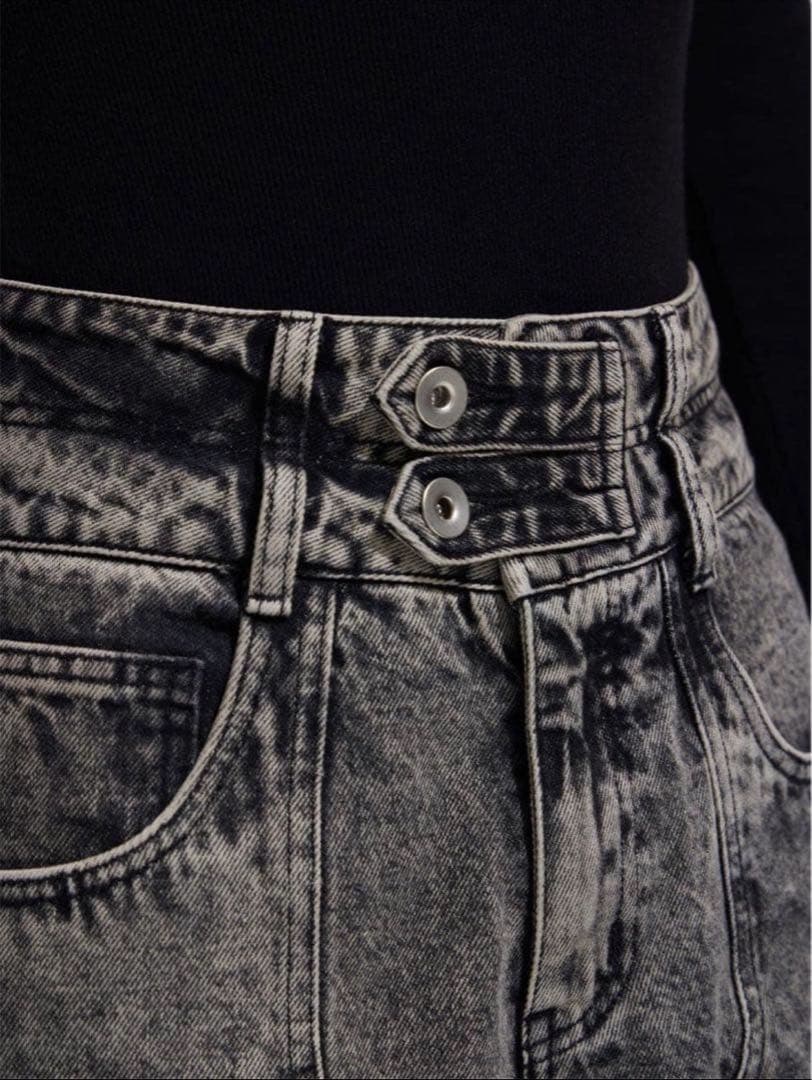 【PEOPLESTYLE】WASHED GREY WIDE LEG JEANS