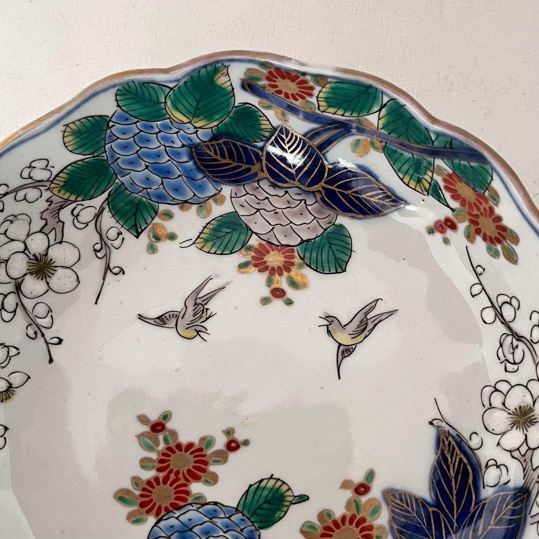 古伊万里　花鳥柄　大なます皿　1客