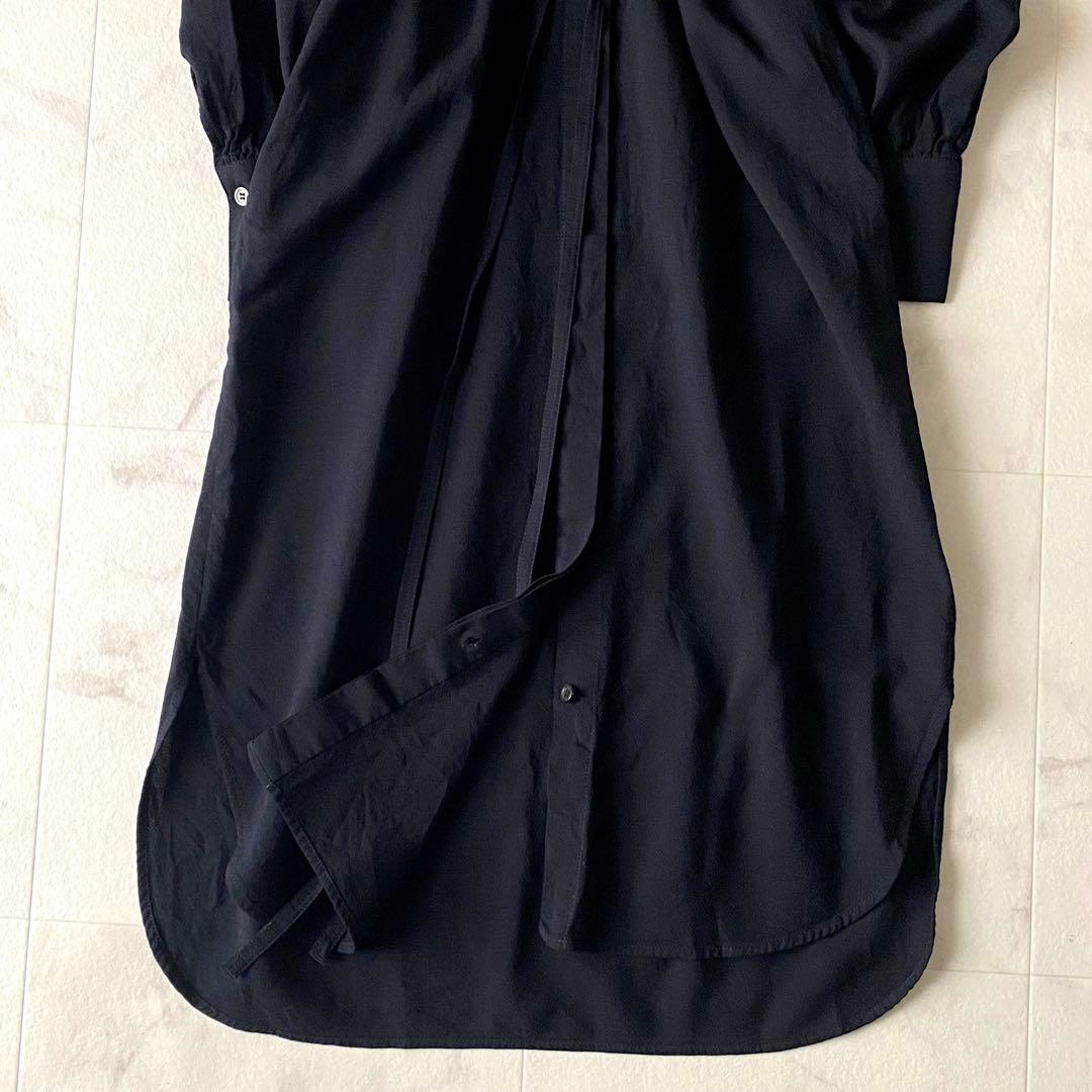 極美品.定価.3.3万☆プルミエアロンディスモン 洗える バンドカラーワンピース