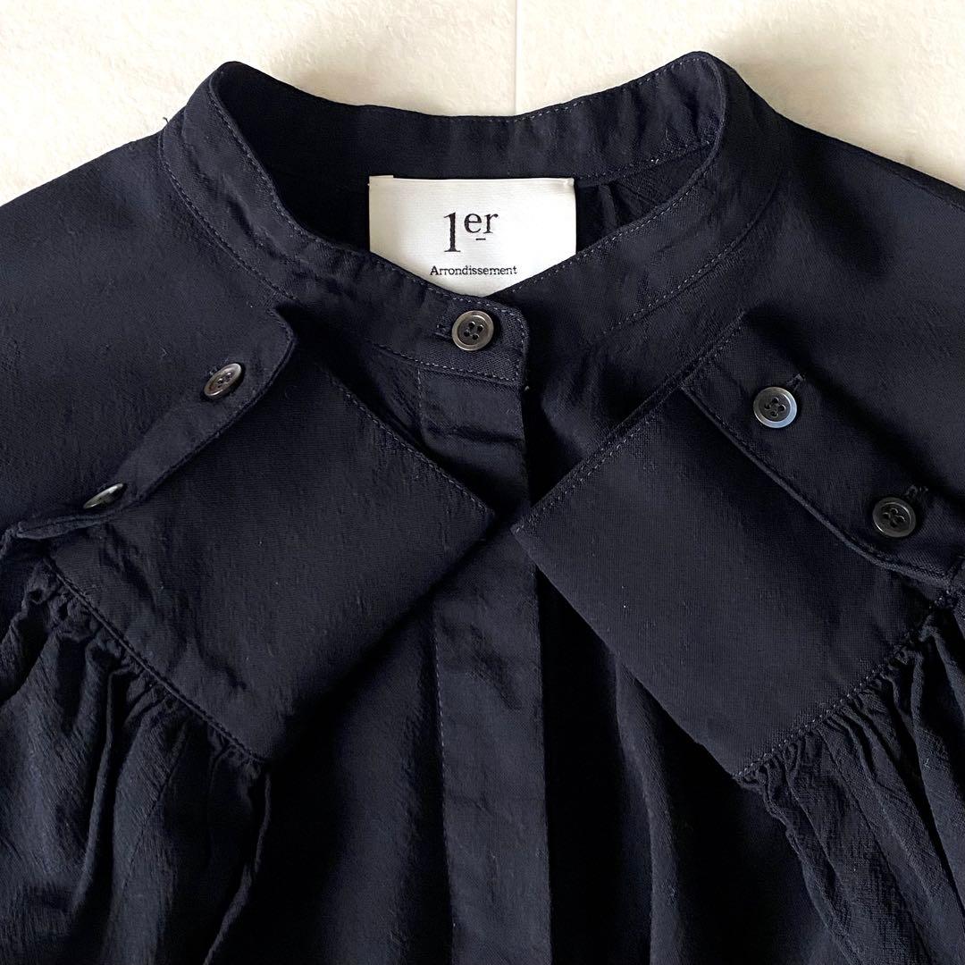 極美品.定価.3.3万☆プルミエアロンディスモン 洗える バンドカラーワンピース