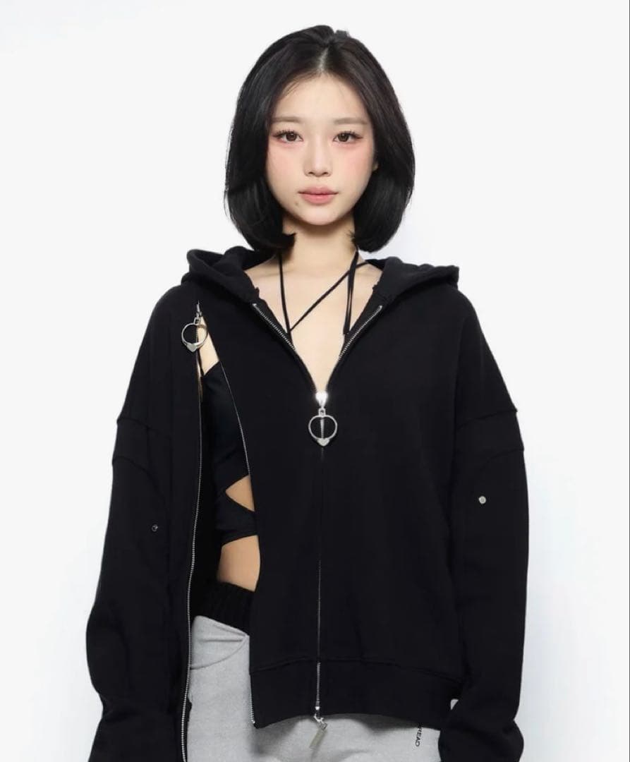 トップス The Red Thread w zip hoodie long black