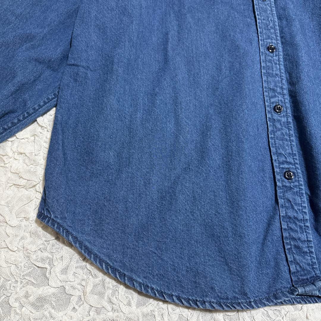 美品 relume デニム フリル ブラウス　スタンドカラー　シャツ　洗える　F