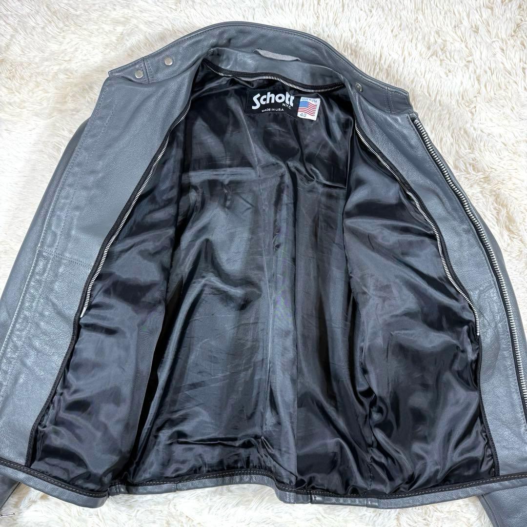 Schott 641 ショット シングルライダース グレー