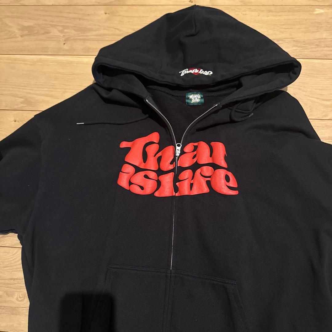 HEAVY WEIGHT FRONT LOGO ZIP HOODIE ブラック