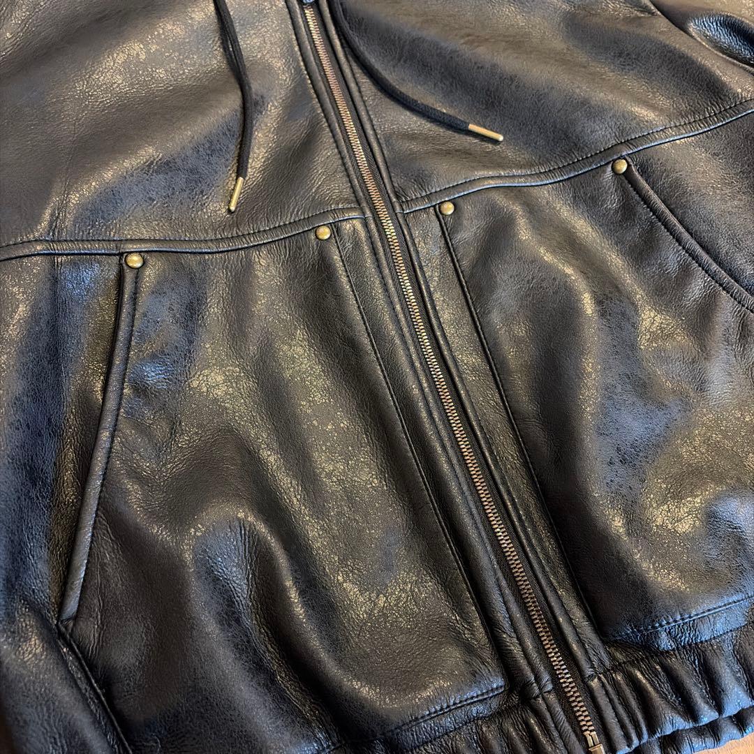 leaf　zara（ザラ）フェイクレザー　フーデッド　ジャケット