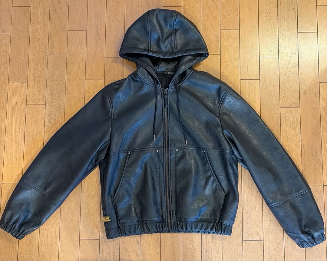leaf　zara（ザラ）フェイクレザー　フーデッド　ジャケット