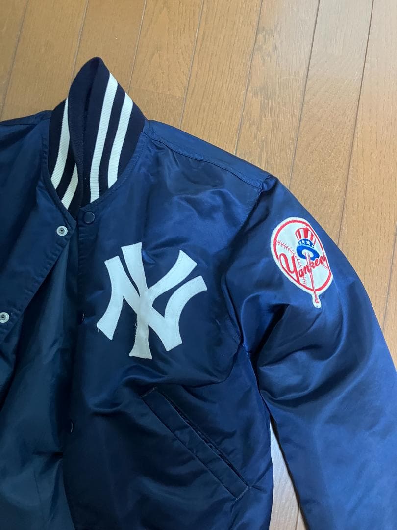 NY　YANKEES　STARTER ネイビー ナイロンジャケット S【難あり】